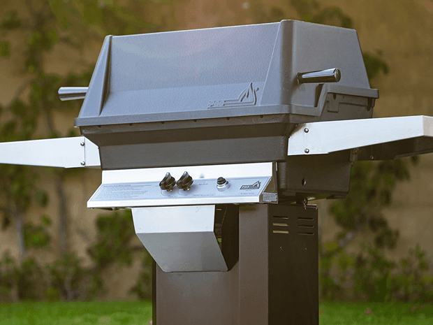 residential grill with two side tables